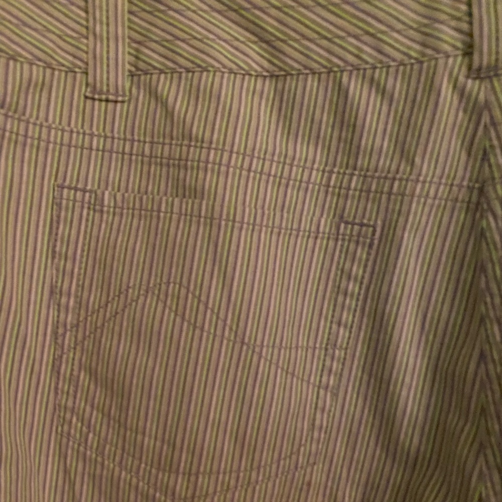 Sigrid Olsen Crop Pants Stripe Bright Green Gray … - image 5